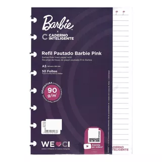 Caderno Inteligente Refil Bloco A5 Pautado Barbie Pink Rosa
