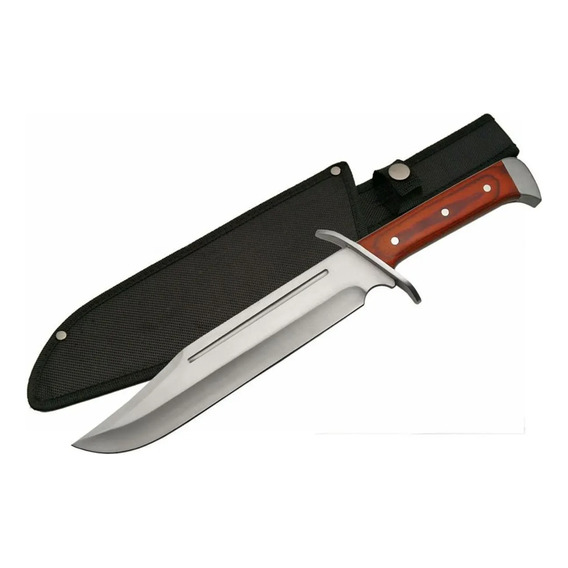 Cuchillo Mango Madera Completa Con Hoja Clasica + Funda 