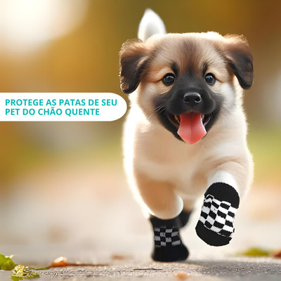 Kit 8 Meias Preta Pet Antiderrapante Para Cachorro Gato G