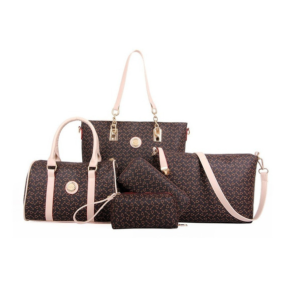 Set 6 Bolsas Mujer Cartera Estampada Moda Dama Cosmetiquera