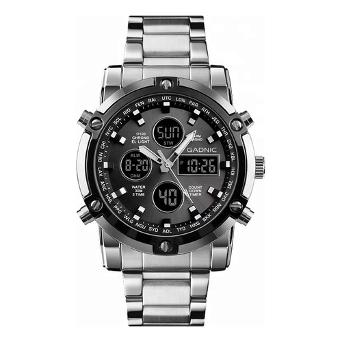 Reloj Hombre Acero Rm70f23 Alarma Cronometro Sumergible Color de la malla Plateado Color del bisel Negro Color del fondo Plateado