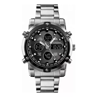 Reloj Hombre Acero Rm70f23 Alarma Cronometro Sumergible Color De La Malla Plateado Color Del Bisel Negro Color Del Fondo Plateado