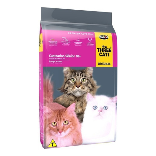 Three Cats Premium Especial gatos castrados sabor pollo y salmón 10kg