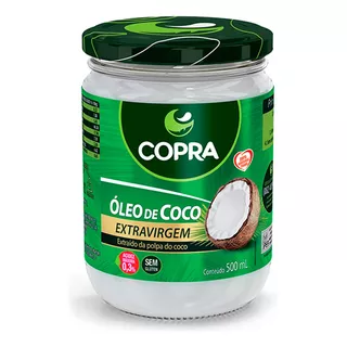 Óleo Óleo De Coco Extra Virgem Copra Vidro Sem Glúten 500 Ml
