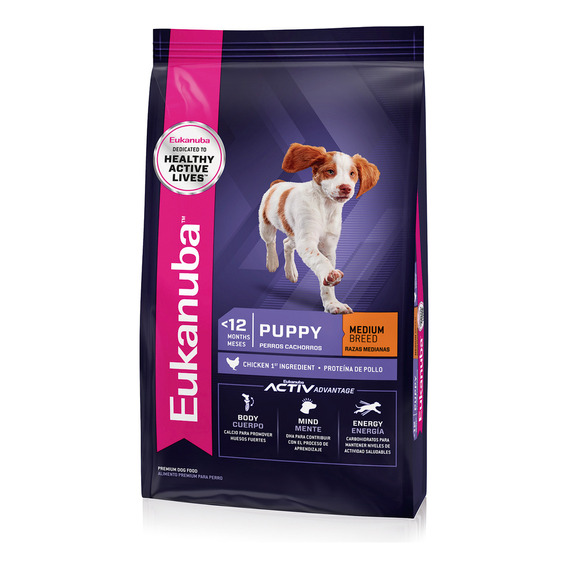 Alimento Eukanuba para perro cachorro de raza mediana sabor mix en bolsa de 3kg