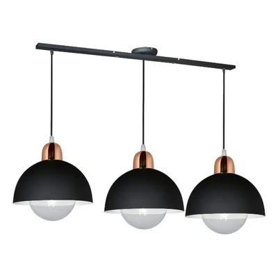 Lampara Colgante 3 Luces Deco Moderno Apto Led E27 Geo Negro Con Cobre