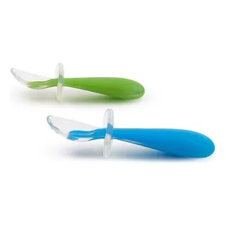 Conjunto De Colheres De Silicone Azul E Verde Munchkin