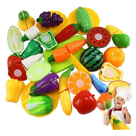Brinquedo Comidinha Infantil Fruta Legume Velcro Corte 21 Pi