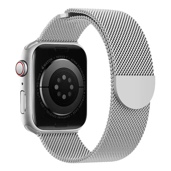 Correa Acero Para Apple Watch Semicirculo Plata 42/44/45/49m