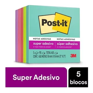 Post-it Supernova 76mm X 76mm 5 Blocos De 90 Folhas 3m