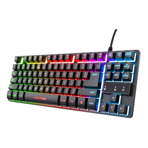 Teclado Gamer Metalico Trust Gxt 833 Thado Con Iluminación Color del teclado Negro