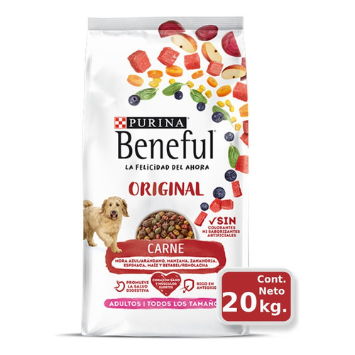 Alimento Beneful Croquetas Perro  Purina Beneful Original Carne para perro adulto todos los tamaños sabor carne en bolsa de 20kg