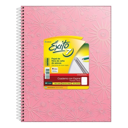 Cuaderno Exito E7 Espiralado 60 Hojas Rayado Rosa