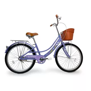 Bicicleta Infantil Aro 24 Retrô Com Cestinha Menina / Lilás