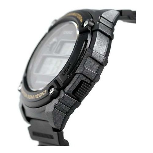 Reloj de pulsera digital estándar Casio W216h1bvdf para hombre, color de la correa: negro, color del bisel: negro