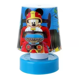 Mini Abajur Led Mickey A Pilha Cor Da Cúpula Estampado Cor Da Estrutura Azul