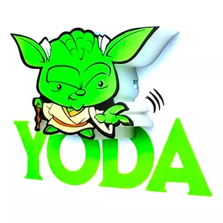 Lampara Mural 3d Mini Maestro Yoda Star Wars Color Negro