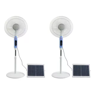 2pzs Ventilador Con Panel Solar Y Luz Recargable 16 Pulgs