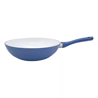 Wok Antiadherente 28 Cm Ceramica 4mm Induccion Hudson Color Azul