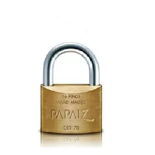 Cadeado Papaiz Grande 70mm 2 Chaves Tetra Latão Maciço Cor Dourado