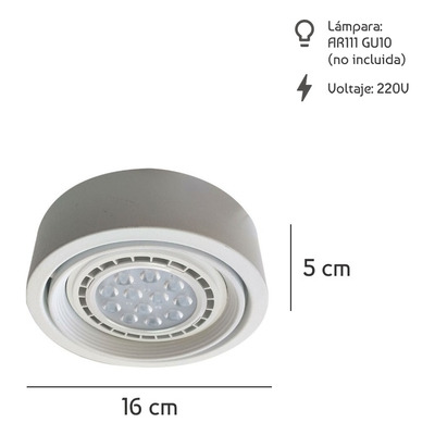 Plafon Spot Ar111 Blanco Semiembutido Apto Led Luz Desing