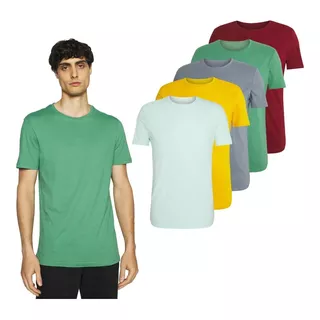 Kit 5 Camiseta Masculina Regular Fit Basica Colorida