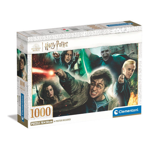 Rompecabezas Harry Potter Batalla Final 1000 Pz Clementoni Italia Bellatrix Snape Voldemort Draco Malfoy Hogwarts Con Poster