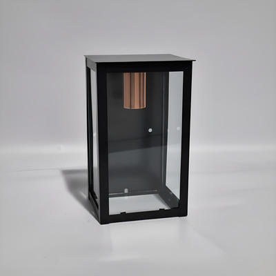 Farol Recto Exterior Hierro Negro Cobre Apto Led 16x27 Cm