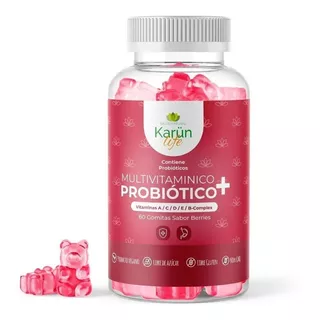Multivitamínico + Probióticos | Vitam A,c, D, E Y B | 60 Gomitas Sabor Berries