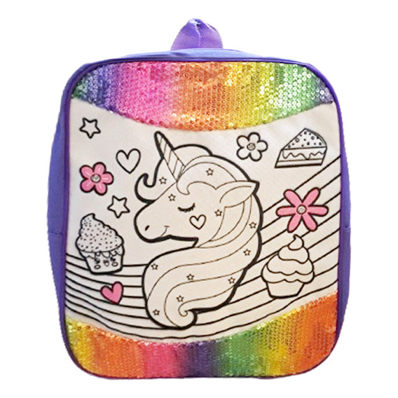 Mochila Unicornio Con Lentejuelas Y Para Decorar 