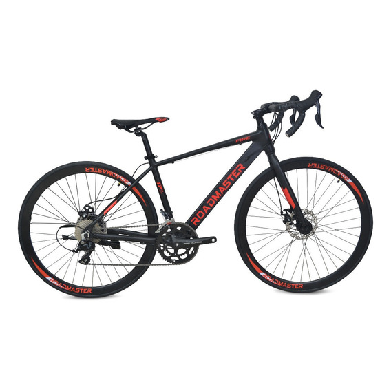 Bicicleta De Ruta Roadmaster Fire Shimano 18 Vel Fren Disco Color Negro/rojo Tamaño Del Marco L