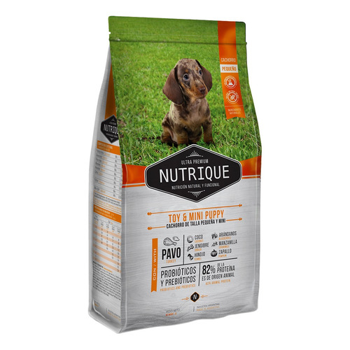 Alimento Nutrique ultra premium Toy & Mini Puppy para perro cachorro de raza mini y pequeña sabor pavo y cerdo 3kg