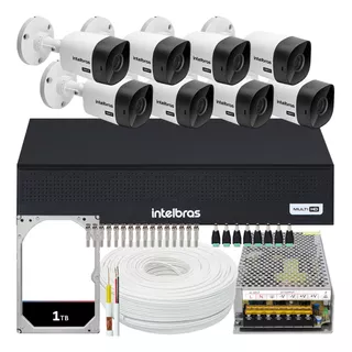 Kit Intelbras 8 Câmeras Vhc 1120 20m Dvr De 8 Canais Hd 1tb