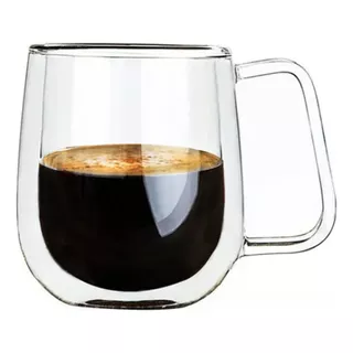 6 Tazas De Vidrio Doble Pared Térmicas Con Asa Té Café Clic Color Transparente Taza