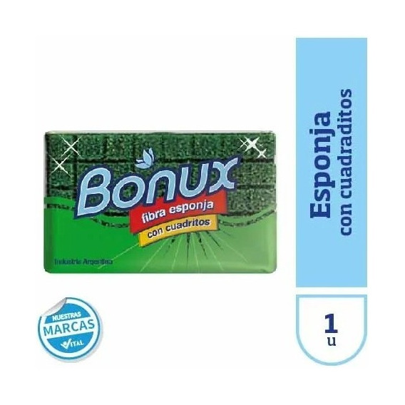 Fibra Esponja Con Cuadraditos Limpieza Facil Bonux X1