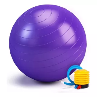 Pelota De Pilates Yoga 75cm Funciona Gym + Inflador Randers Color Violeta