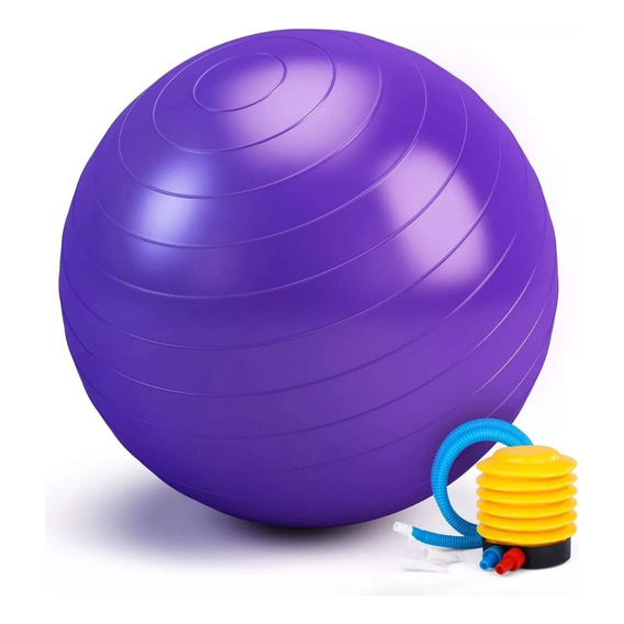 Pelota De Pilates Yoga 75cm Funciona Gym + Inflador Randers Color Violeta