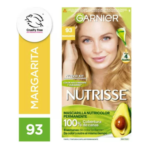 Kit De Tintura Permanente Nutrisse De Garnier Tono Tono 93 Margarita