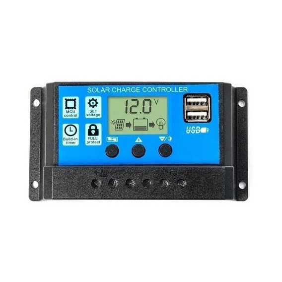 Regulador De Carga Panel Solar 30a 12v 24v Display Usb Pwm 