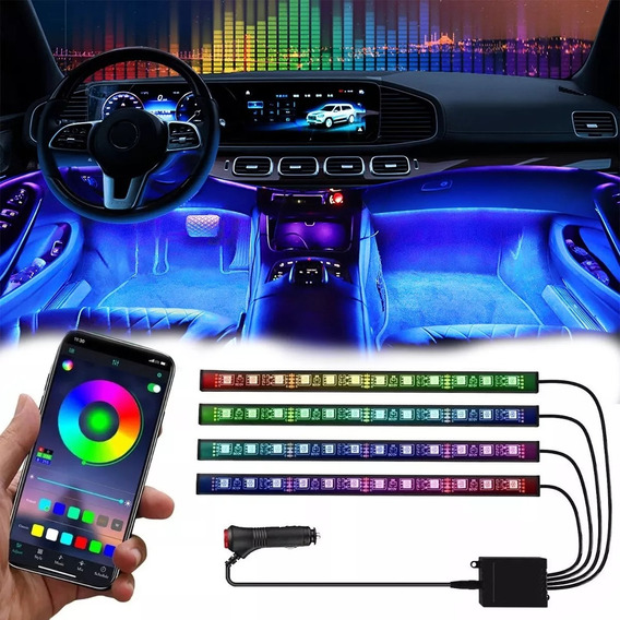 Tiras 48 Led Rgb Interior App Control Remoto Luz Para Auto