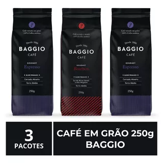 Café Em Grão, Baggio, 3 Pacotes De 250g