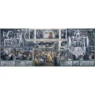 Cuadro Canvas Bastidor Mural Detroit Diego Rivera 42x105 Cm