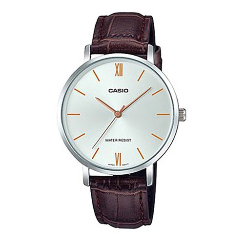 Reloj Casio Cuero Dama Ltp-vt01 Colores Surtidos/relojesymas Color de la correa Marrón Color del bisel Plateado Color del fondo Plateado