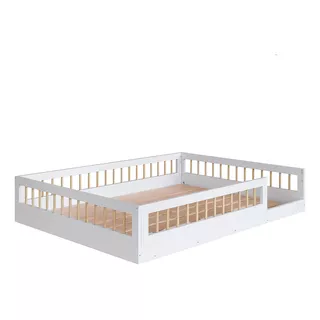 Cama Infantil Montessoriana Casal Com Estrados Em Mdf 1,95m Cor Branco