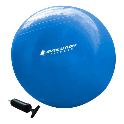 Balon Pilates Yoga 75cm Pelota Con Inflador Evolution Gym Ab Color Azul