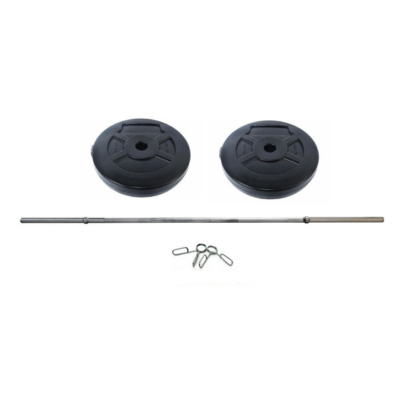 Kit Pesas Barra Cromada Maciza + 2 Discos 5 Kg 25mm Sonnos