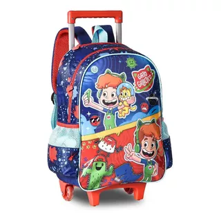 Mochila Gato Galáctico De Rodinhas Infantil Escolar 