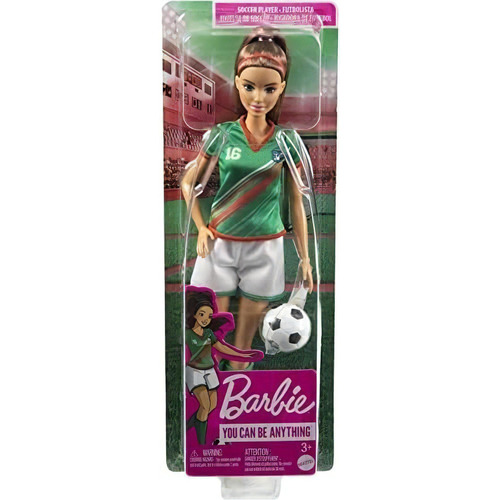 Barbie Muñeca De Fútbol,cola De Caballo Morena Uniforme