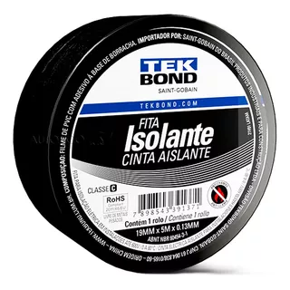 Fita Isolante Tek Bond Anti Chamas 19mm X 5m Cor Preto