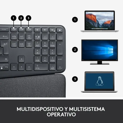 Teclado Inalambrico Logitech K860 Ergo Black Color del teclado